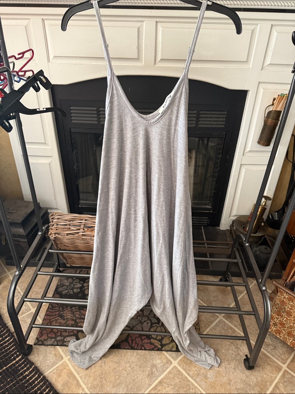 Light Heather Gray Maxi Slip Dress with Thin Straps 0092